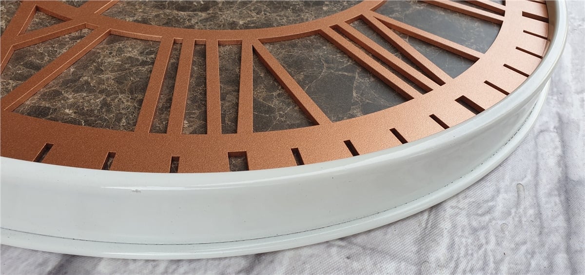 Markakanvas Beyaz Metal Kasalı Mermer Desenli  Duvar Saati  ( Çap 50 cm -Çap 80 cm )