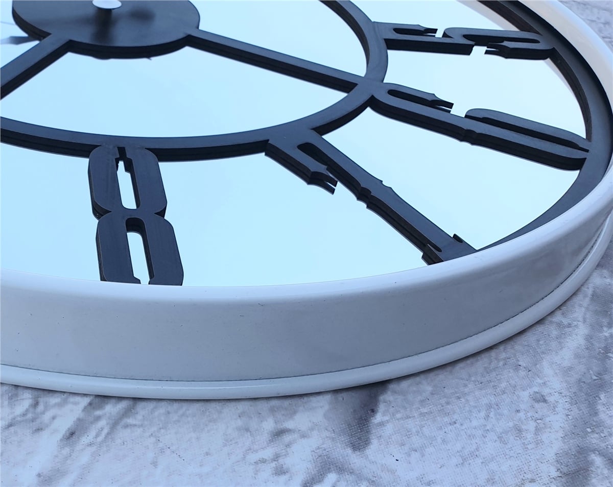 Markakanvas Beyaz Renk Metal Kasalı Aynalı   Duvar Saati Çap 40 cm - Çap 50 cm