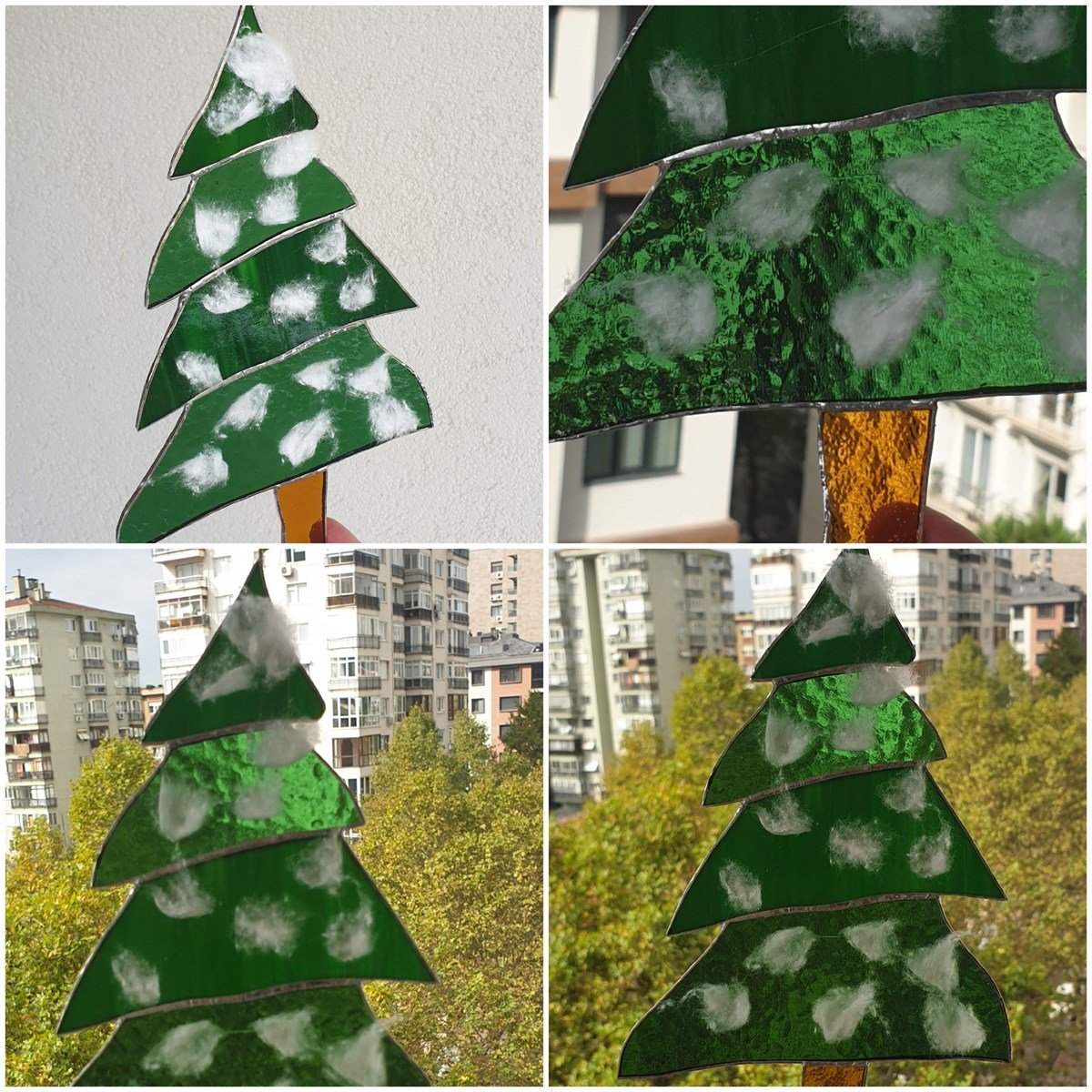 Markakanvas Çam ağacı, Yılbaşı cam vitray 24x15cm 