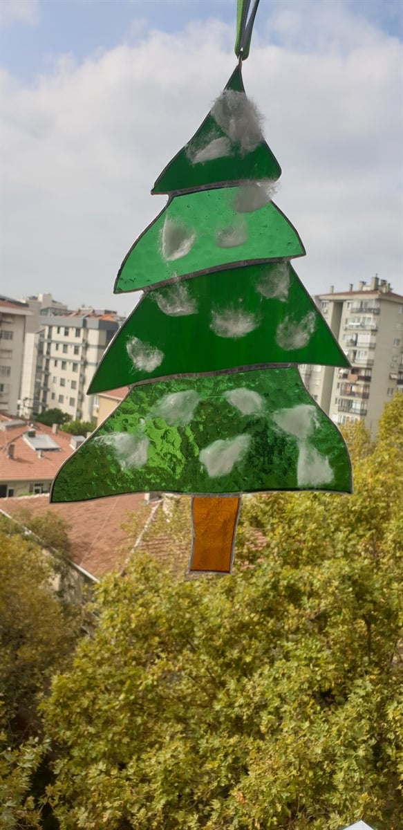 Markakanvas Çam ağacı, Yılbaşı cam vitray 24x15cm 