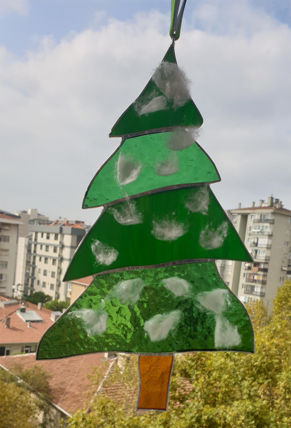 Markakanvas Çam ağacı, Yılbaşı cam vitray 24x15cm 