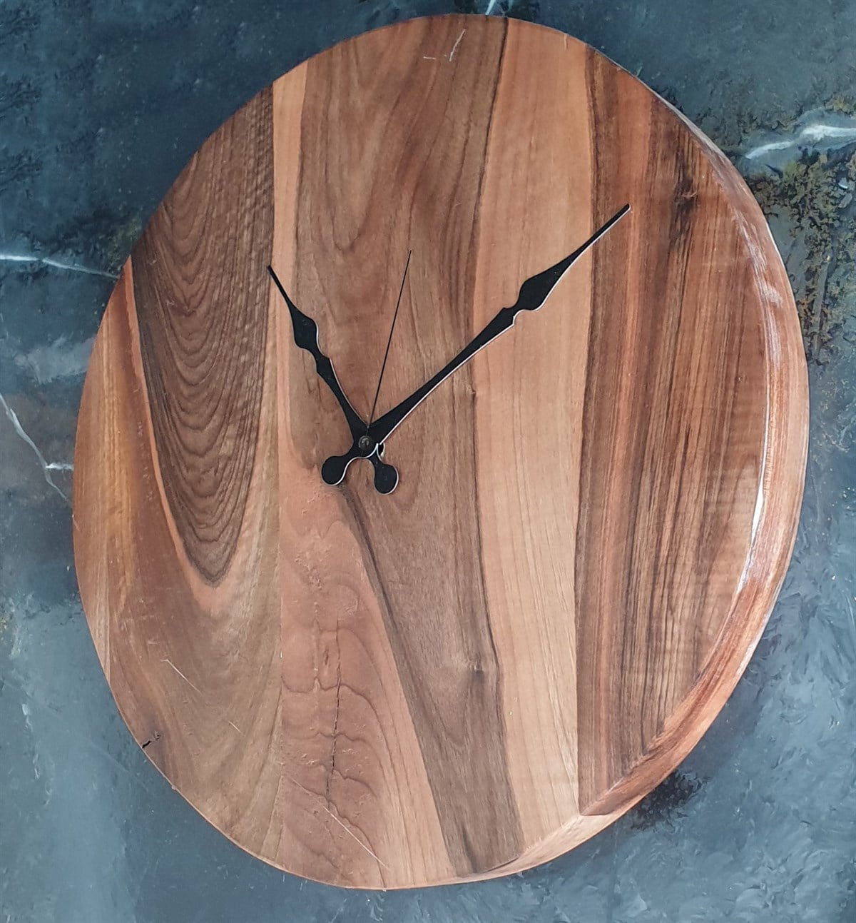 Markakanvas Doğal Ahşap Masif CEVİZ Ağacı Duvar Saati   Çap 40 cm