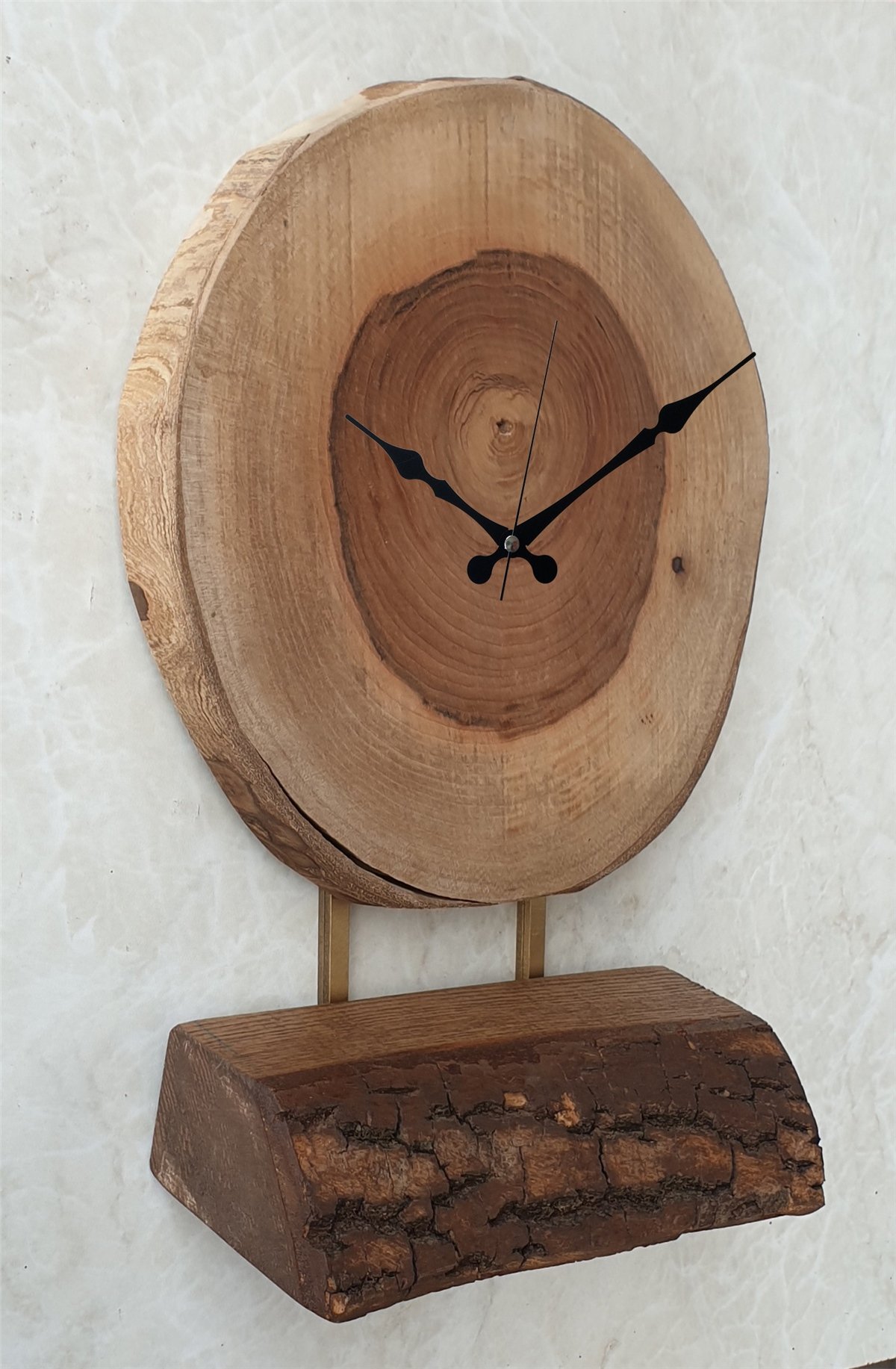 Markakanvas Doğal Masif Ahşap Ağaç  DUVAR , MASA Saati 25x40 cm