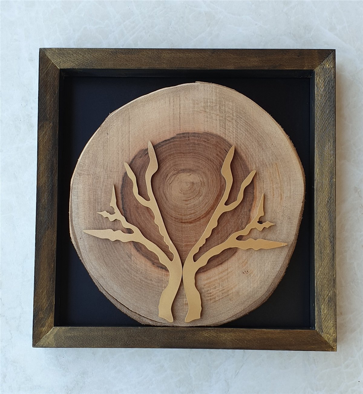 Markakanvas Doğal Masif Ahşap Ceviz Ağacı Kare Tablo 30x30 cm