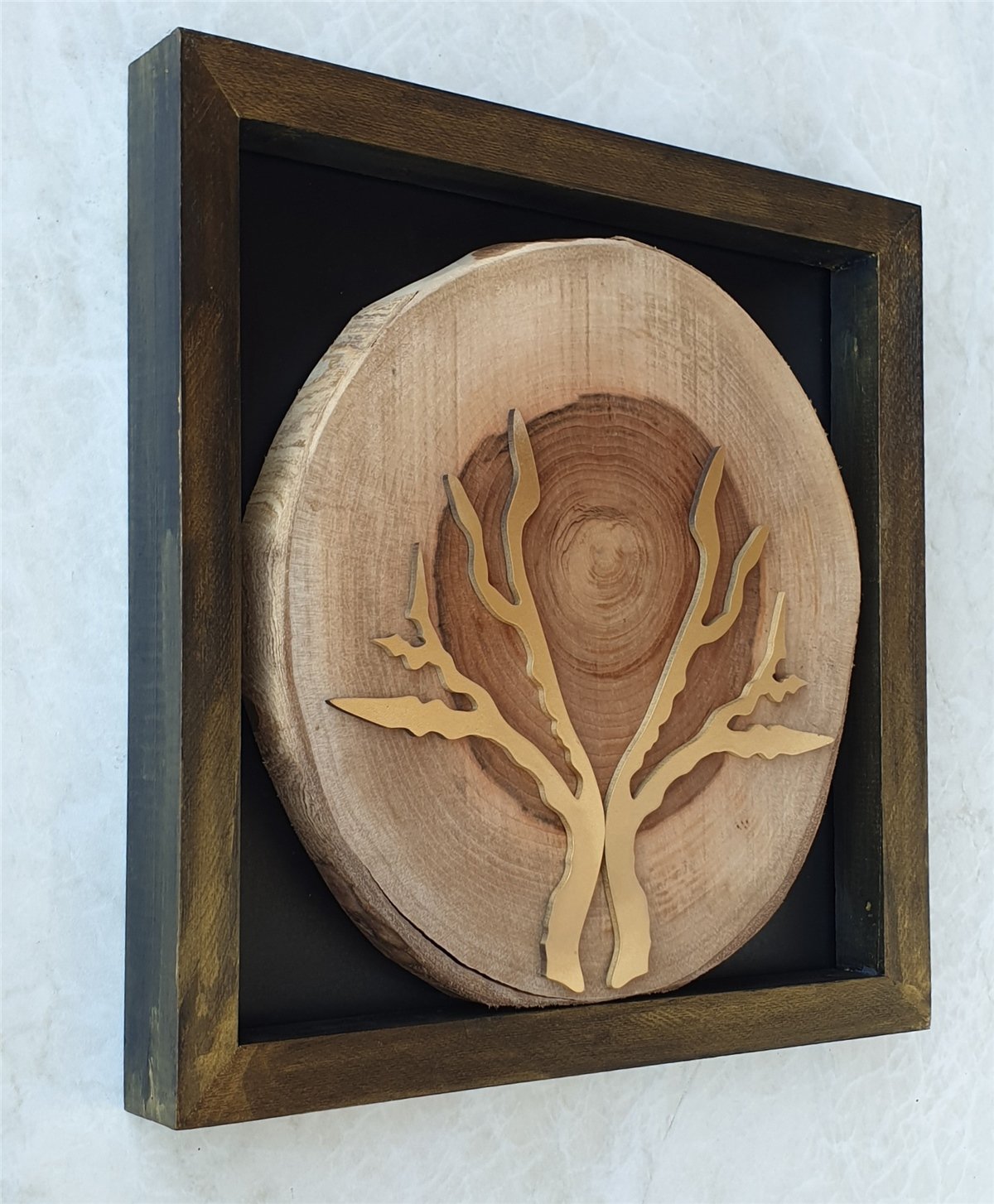 Markakanvas Doğal Masif Ahşap Ceviz Ağacı Kare Tablo 30x30 cm