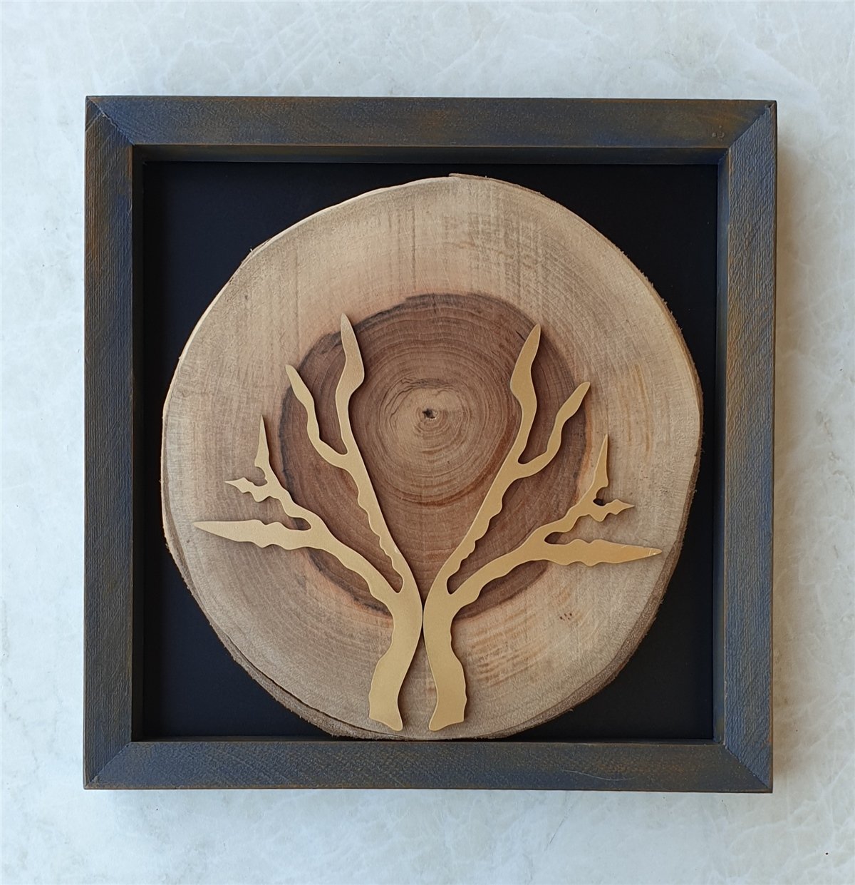 Markakanvas Doğal Masif Ahşap Ceviz Ağacı Kare Tablo 30x30 cm