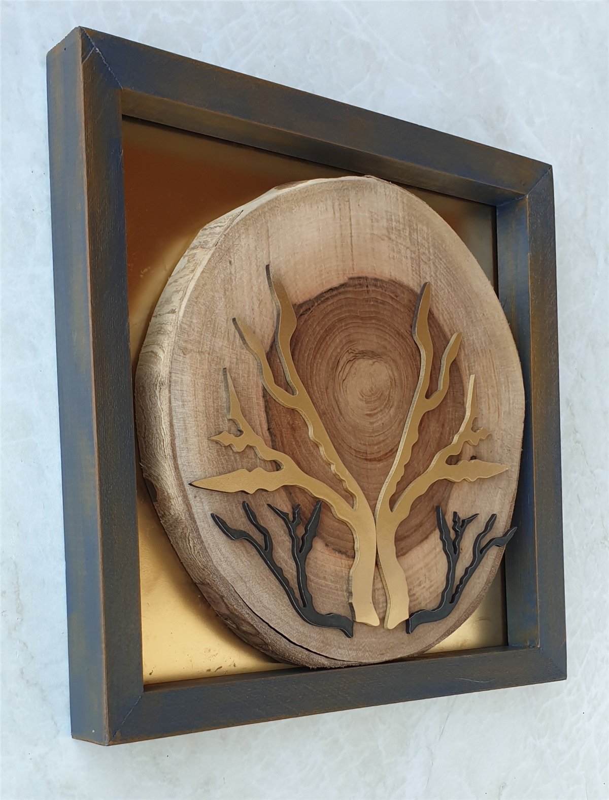 Markakanvas Doğal Masif Ahşap Ceviz Ağacı Kare Tablo 30x30 cm