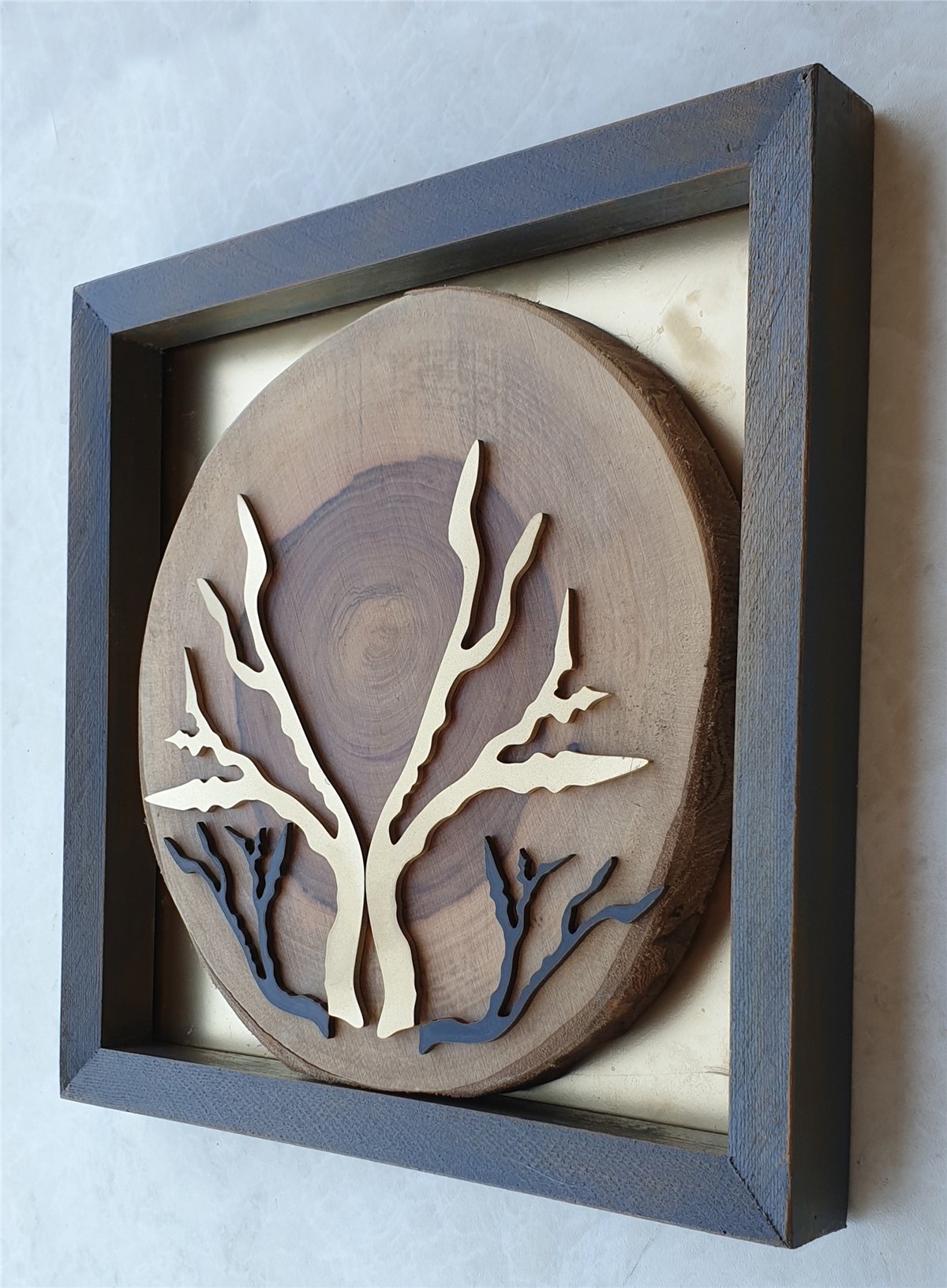 Markakanvas Doğal Masif Ahşap Ceviz Ağacı Kare Tablo 30x30 cm