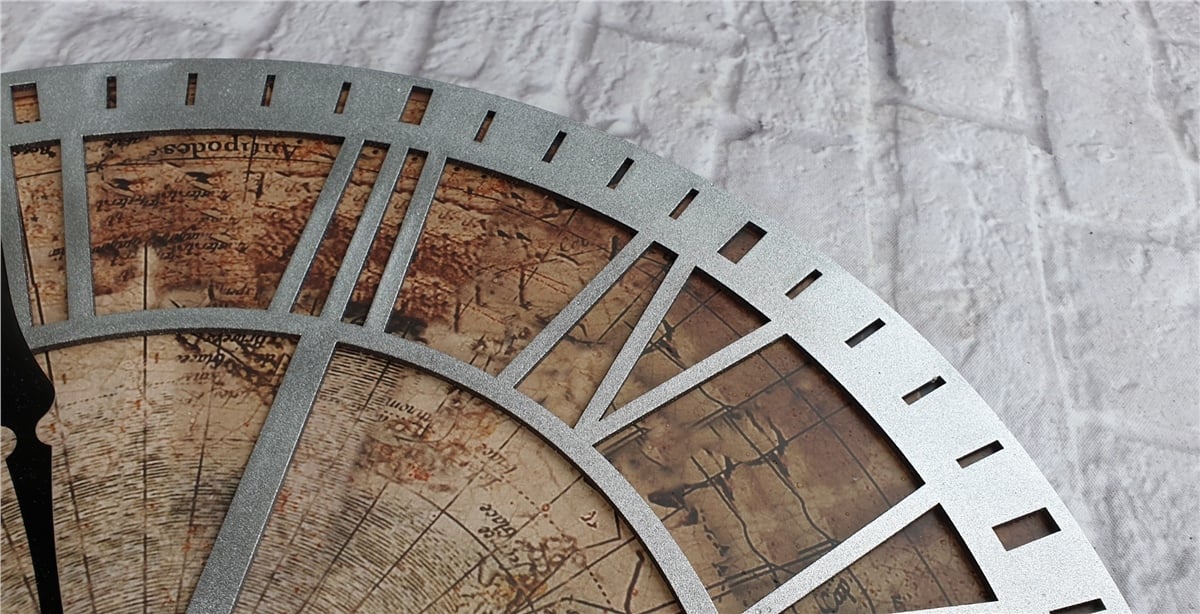 Markakanvas Eski Dünya Haritalı Duvar Saati   (Çap 50 cm - 80 cm )