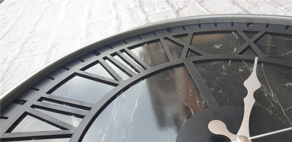 Markakanvas Gri  Metal Kasalı Mermer Desenli  Duvar Saati  ( Çap 50 cm -Çap 80 cm )