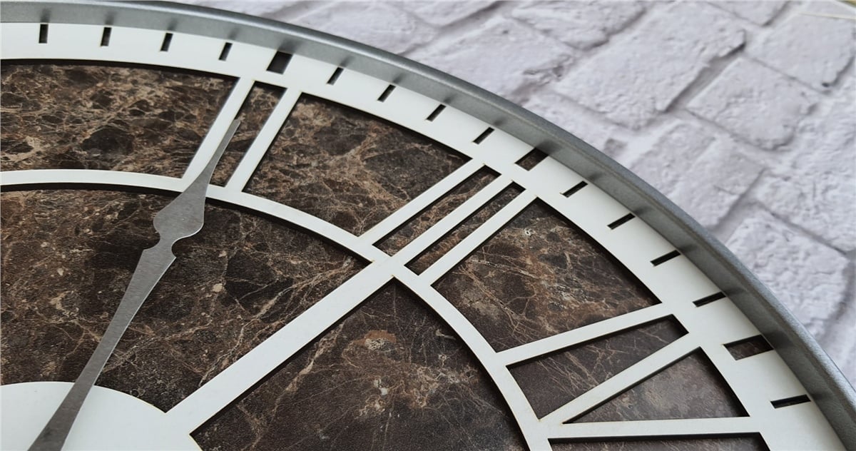 Markakanvas Gri  Metal Kasalı Mermer Desenli  Duvar Saati  ( Çap 50 cm -Çap 80 cm )