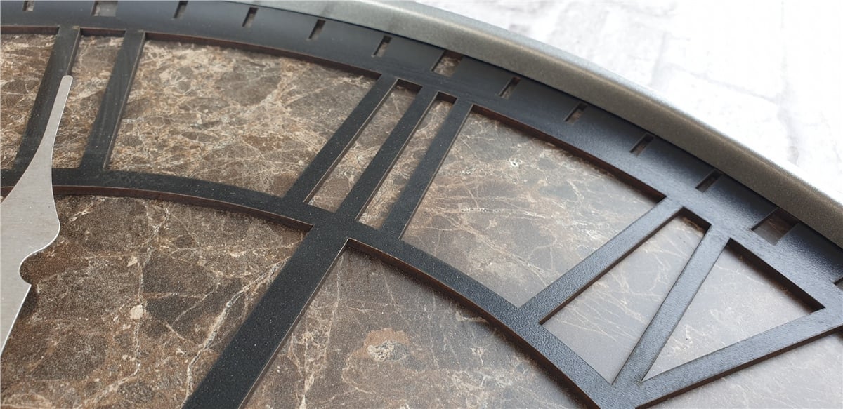 Markakanvas Gri  Metal Kasalı Mermer Desenli  Duvar Saati  ( Çap 50 cm -Çap 80 cm )