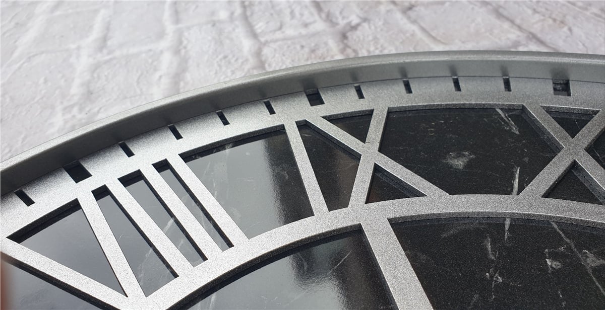 Markakanvas Gri  Metal Kasalı Mermer Desenli  Duvar Saati  ( Çap 50 cm -Çap 80 cm )