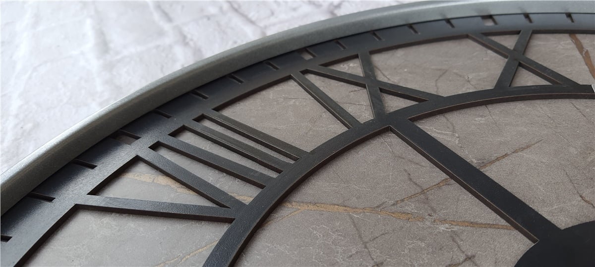 Markakanvas Gri  Metal Kasalı Mermer Desenli  Duvar Saati  ( Çap 50 cm -Çap 80 cm )