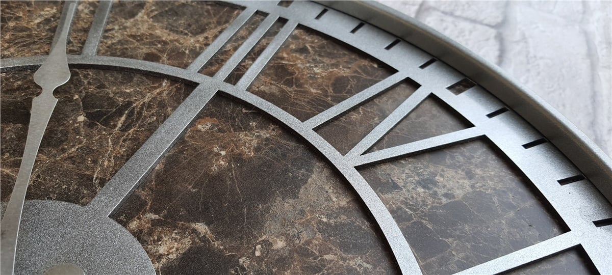 Markakanvas Gri  Metal Kasalı Mermer Desenli  Duvar Saati  ( Çap 50 cm -Çap 80 cm )