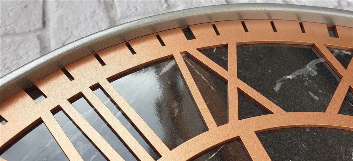 Markakanvas Gri  Metal Kasalı Mermer Desenli  Duvar Saati  ( Çap 50 cm -Çap 80 cm )