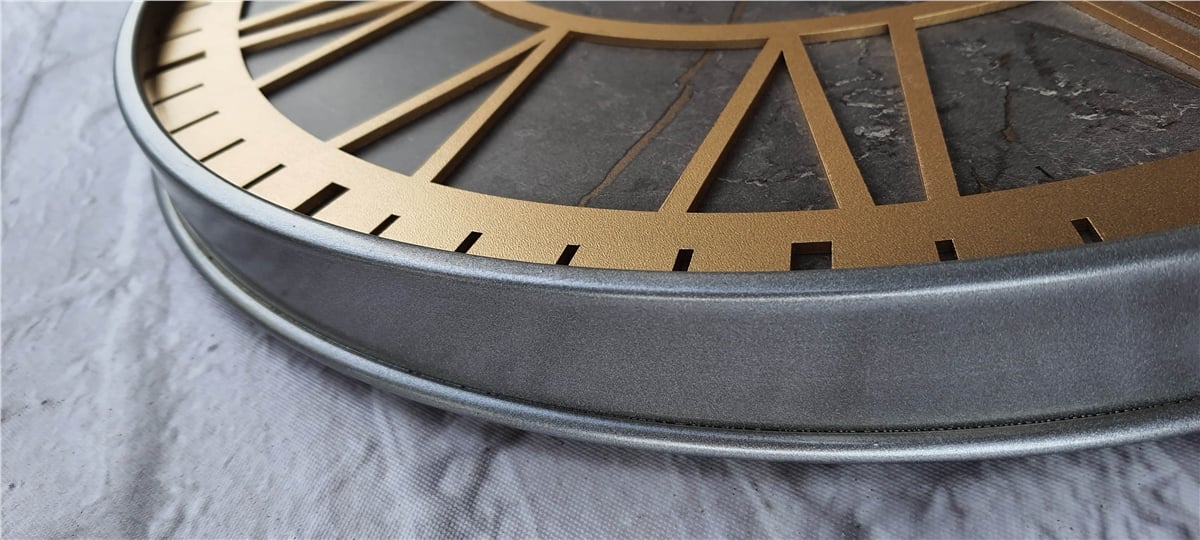 Markakanvas Gri  Metal Kasalı Mermer Desenli  Duvar Saati  ( Çap 50 cm -Çap 80 cm )