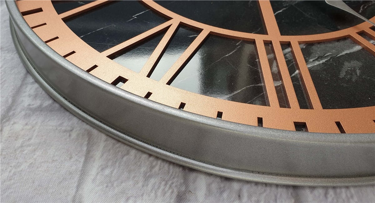 Markakanvas Gri  Metal Kasalı Mermer Desenli  Duvar Saati  ( Çap 50 cm -Çap 80 cm )
