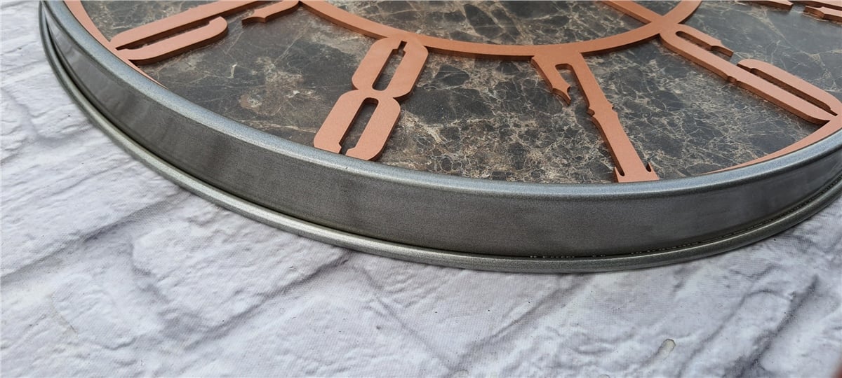 Markakanvas Gri  Metal Kasalı Mermer Desenli  Duvar Saati  ( Çap 50 cm -Çap 80 cm )