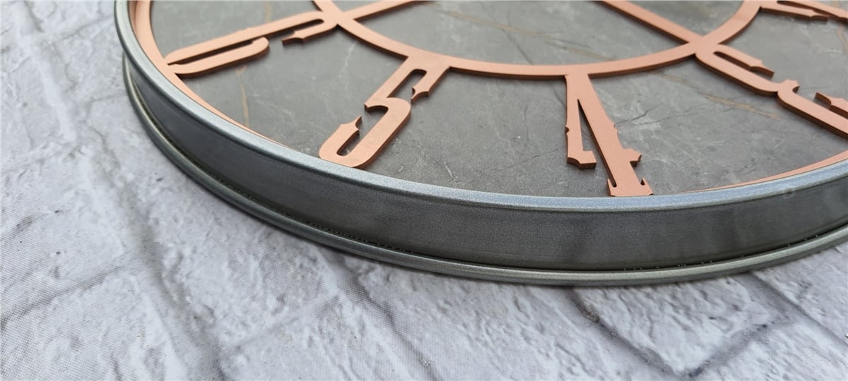 Markakanvas Gri  Metal Kasalı Mermer Desenli  Duvar Saati  ( Çap 50 cm -Çap 80 cm )