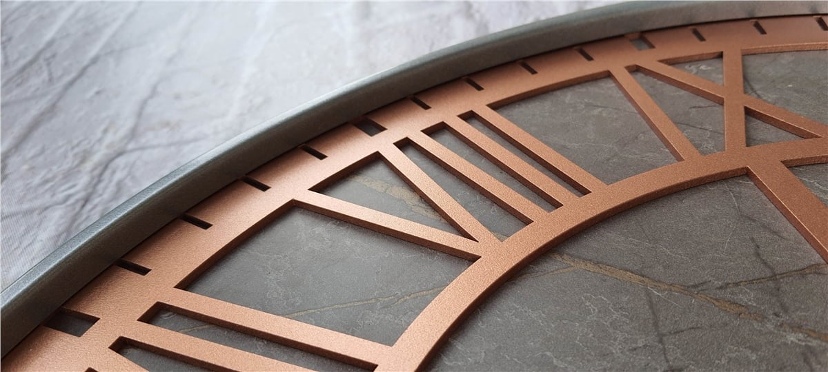 Markakanvas Gri  Metal Kasalı Mermer Desenli  Duvar Saati  ( Çap 50 cm -Çap 80 cm )