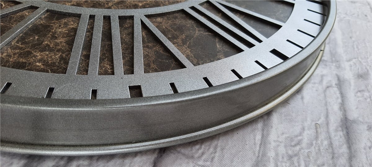 Markakanvas Gri  Metal Kasalı Mermer Desenli  Duvar Saati  ( Çap 50 cm -Çap 80 cm )
