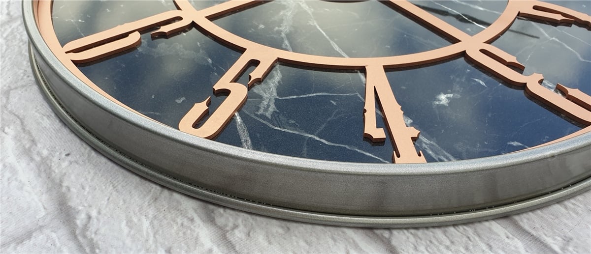 Markakanvas Gri  Metal Kasalı Mermer Desenli  Duvar Saati  ( Çap 50 cm -Çap 80 cm )