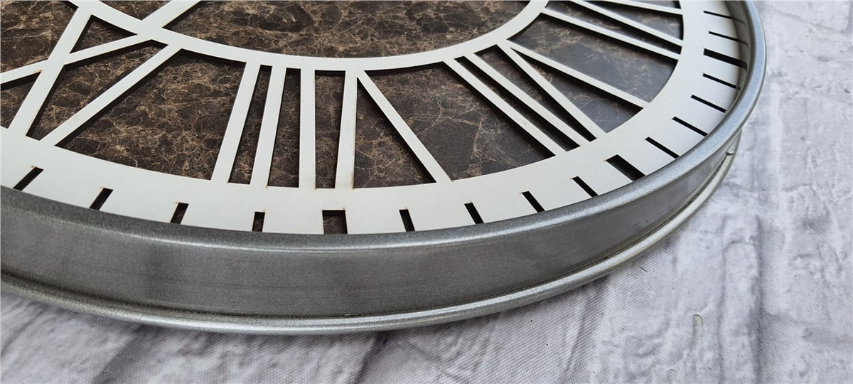 Markakanvas Gri  Metal Kasalı Mermer Desenli  Duvar Saati  ( Çap 50 cm -Çap 80 cm )