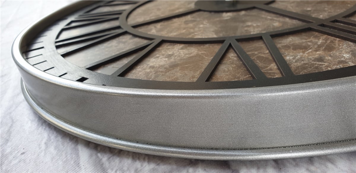 Markakanvas Gri  Metal Kasalı Mermer Desenli  Duvar Saati  ( Çap 50 cm -Çap 80 cm )