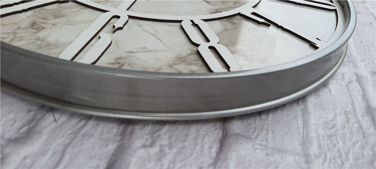 Markakanvas Gri Metal Kasalı Mermer Desenli  Duvar Saati  ( Çap 50 cm -Çap 80 cm )
