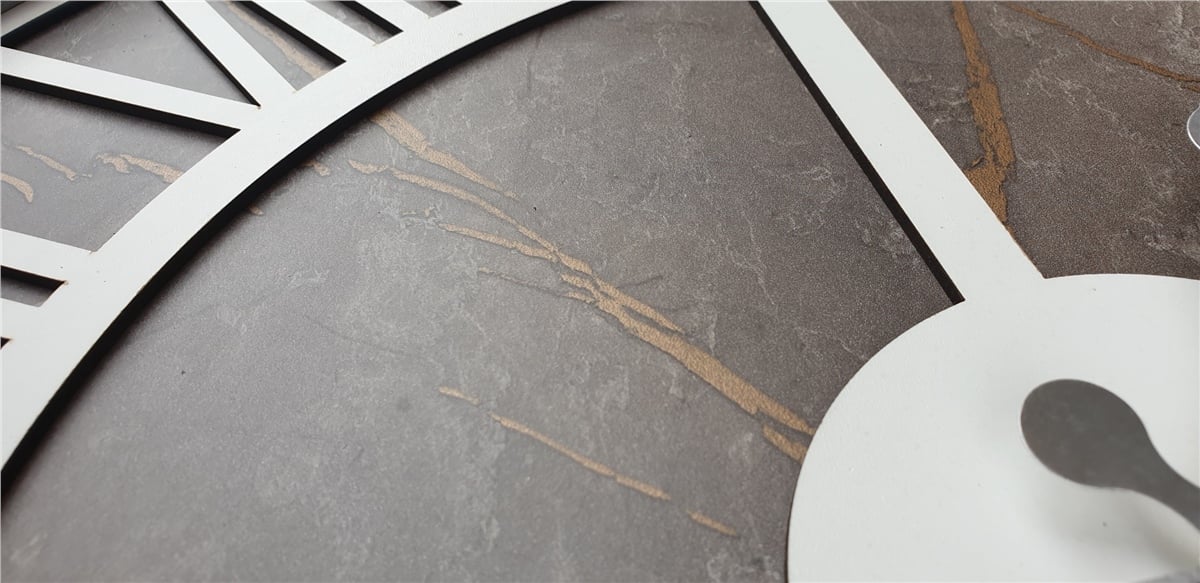 Markakanvas Gri Metal Kasalı Mermer Desenli Duvar Saati Çap 50 - 80 cm