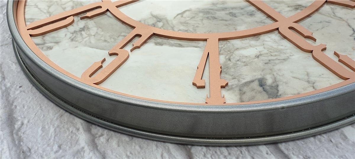 Markakanvas Gri Metal Kasalı Mermer Desenli  Duvar Saati  ( Çap 50 cm -Çap 80 cm )