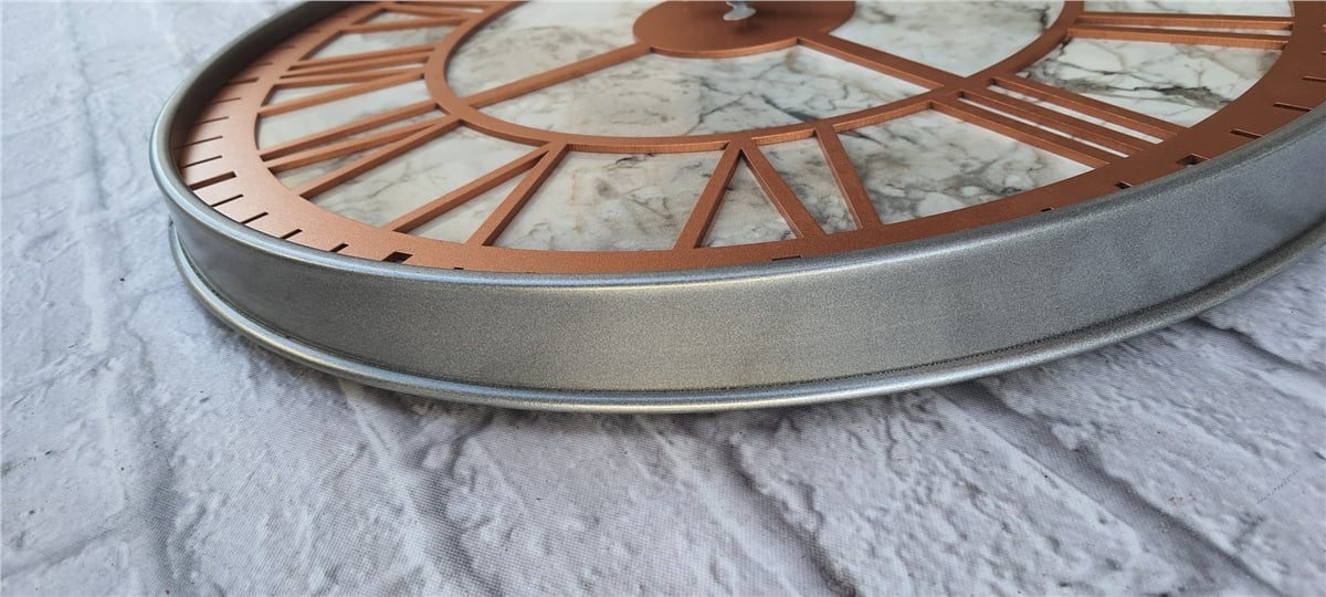 Markakanvas Gri Metal Kasalı Mermer Desenli  Duvar Saati  ( Çap 50 cm -Çap 80 cm )
