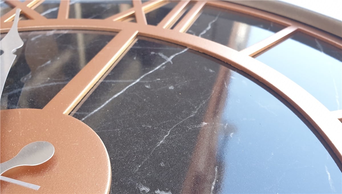 Markakanvas Gri Metal Kasalı Mermer Desenli Duvar Saati Çap 50 - 80 cm