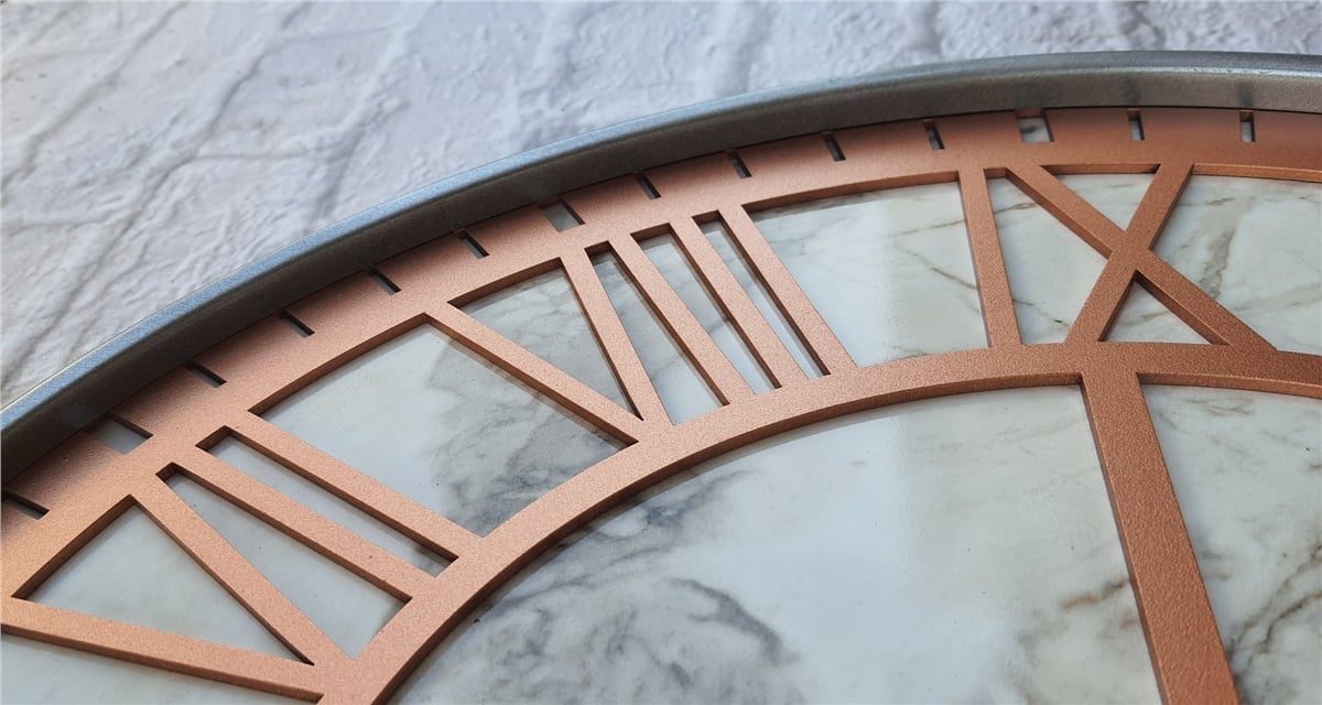 Markakanvas Gri Metal Kasalı Mermer Desenli  Duvar Saati  ( Çap 50 cm -Çap 80 cm )