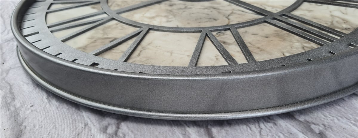 Markakanvas Gri Metal Kasalı Mermer Desenli  Duvar Saati  ( Çap 50 cm -Çap 80 cm )