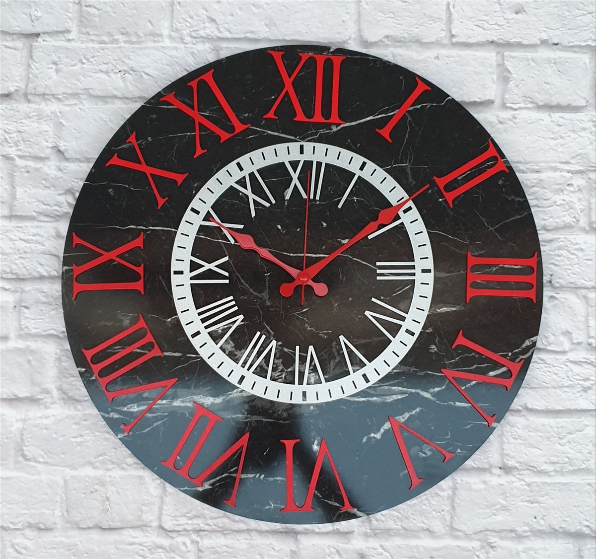 Markakanvas Mermer Desenli  Duvar Saati   ( Çap 50 cm - 80 cm )