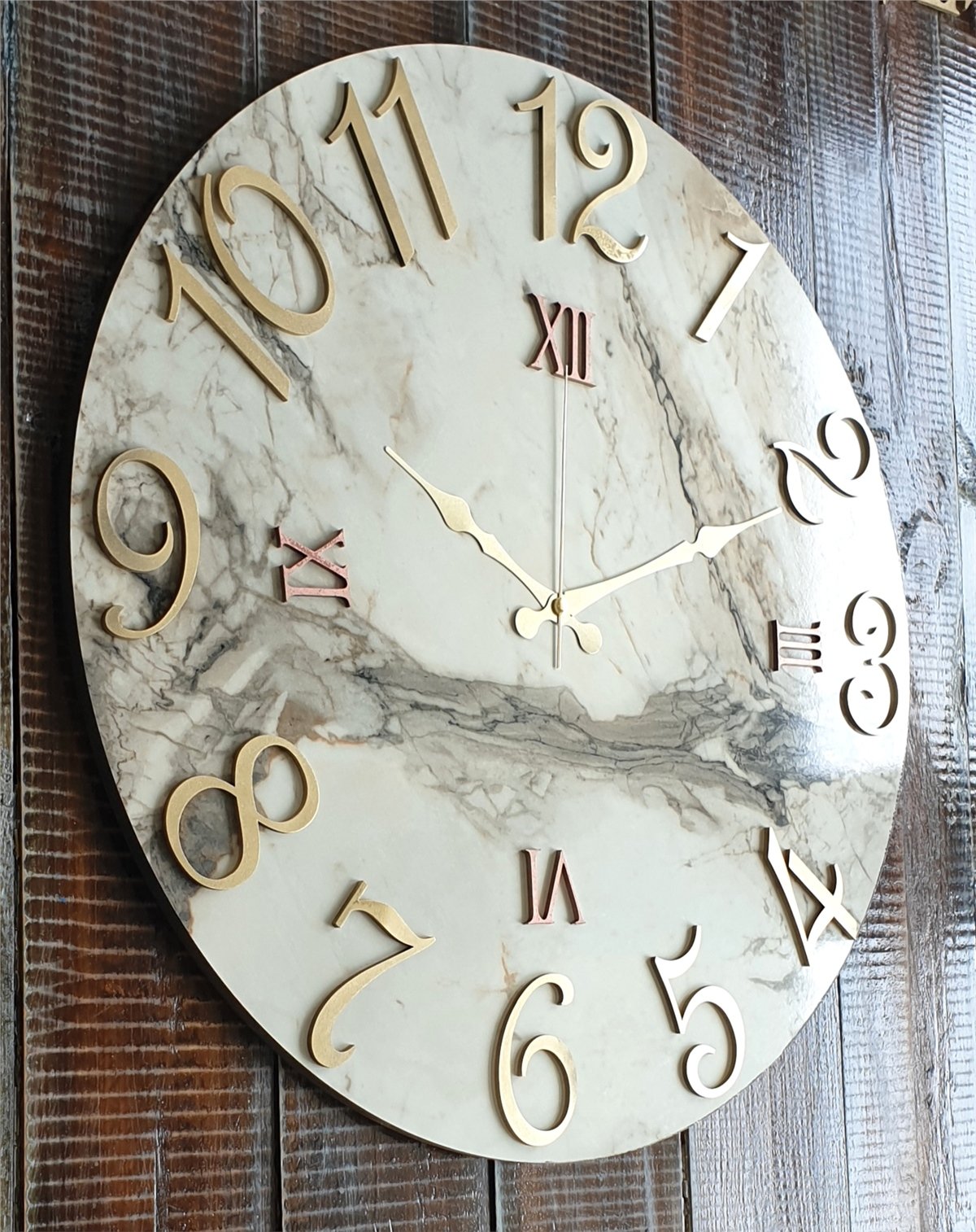 Markakanvas Mermer Desenli  Duvar Saati   ( Çap 50 cm - 80 cm )
