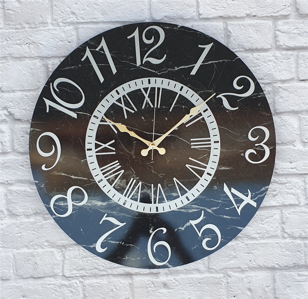 Markakanvas Mermer Desenli  Duvar Saati   ( Çap 50 cm - 80 cm )