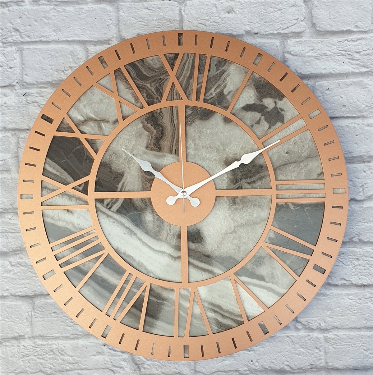 Markakanvas Mermer Desenli  Duvar Saati  Çap 50 cm-Çap 80 cm