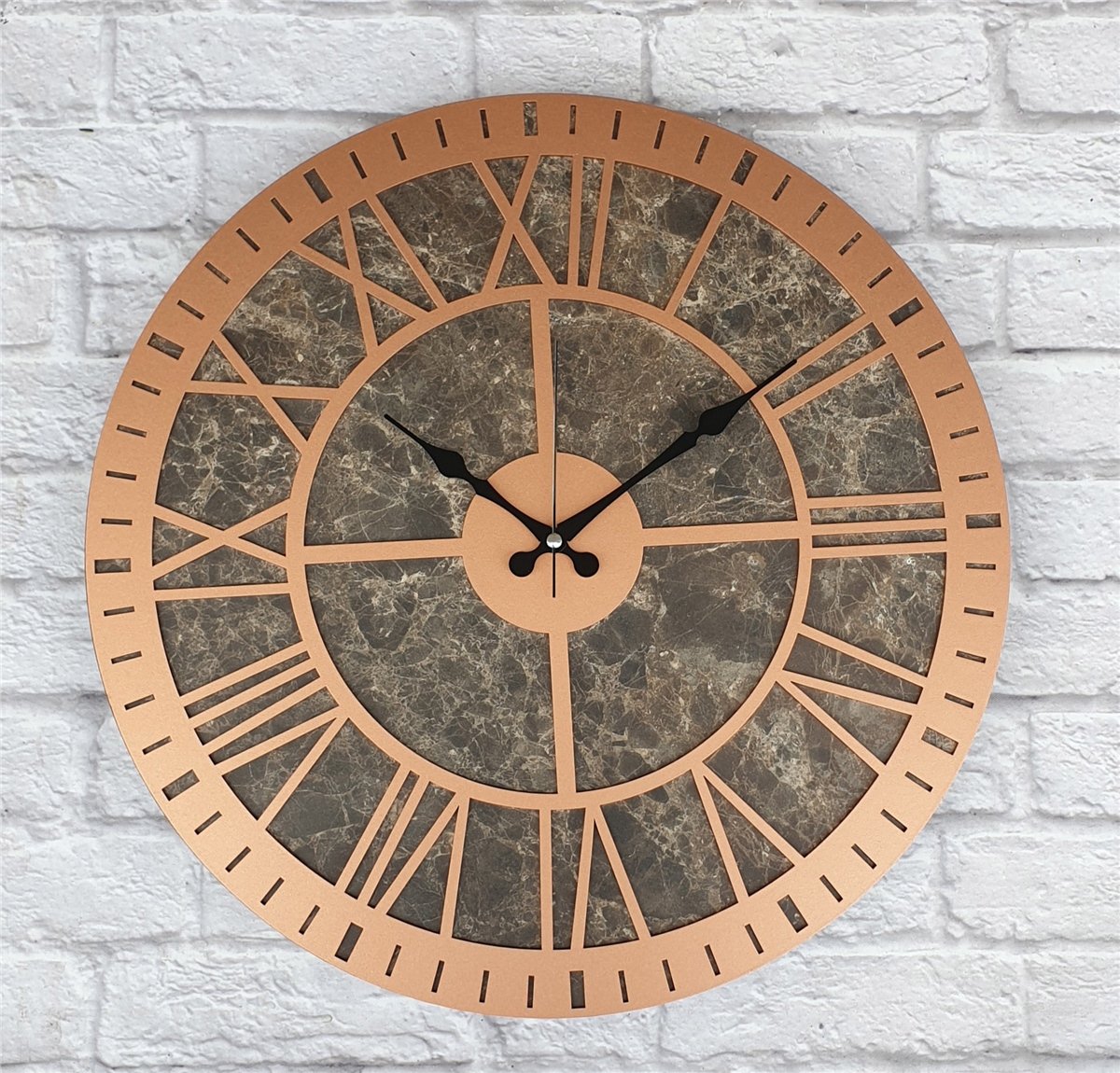 Markakanvas Mermer Desenli  Duvar Saati  Çap 50 cm-Çap 80 cm