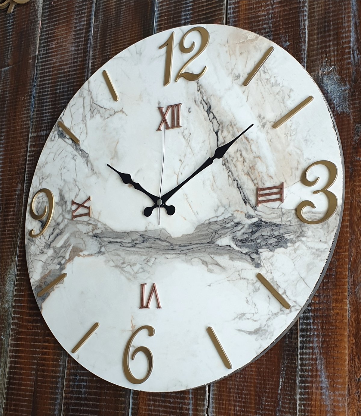 Markakanvas Mermer Desenli  Duvar Saati   ( Çap 50 cm - 80 cm )