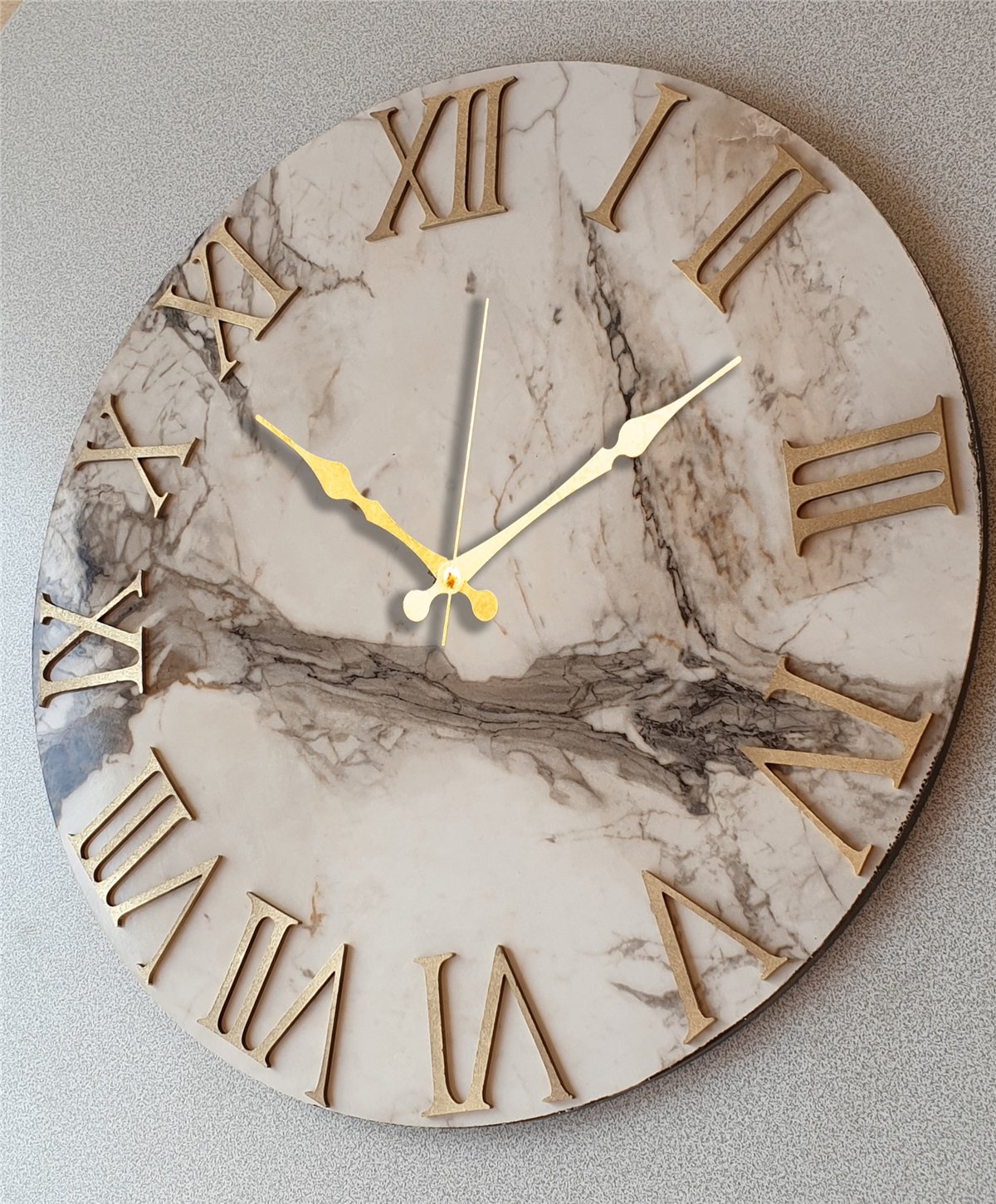 Markakanvas Mermer Desenli  Duvar Saati   ( Çap 50 cm - 80 cm )