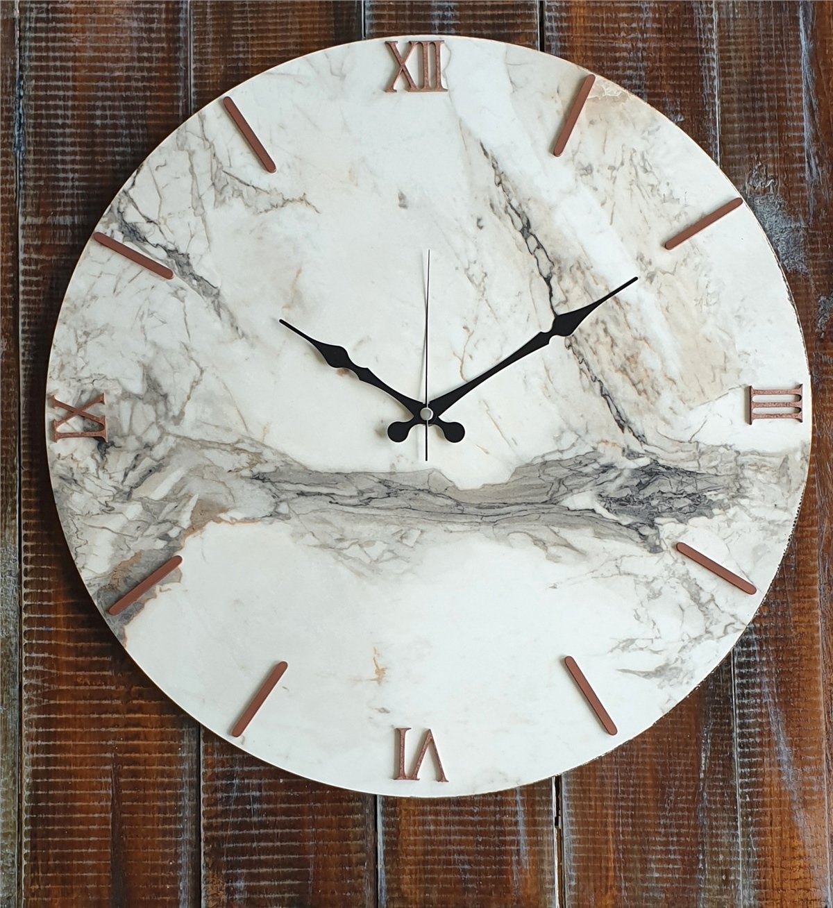 Markakanvas Mermer Desenli  Duvar Saati   ( Çap 50 cm - 80 cm )