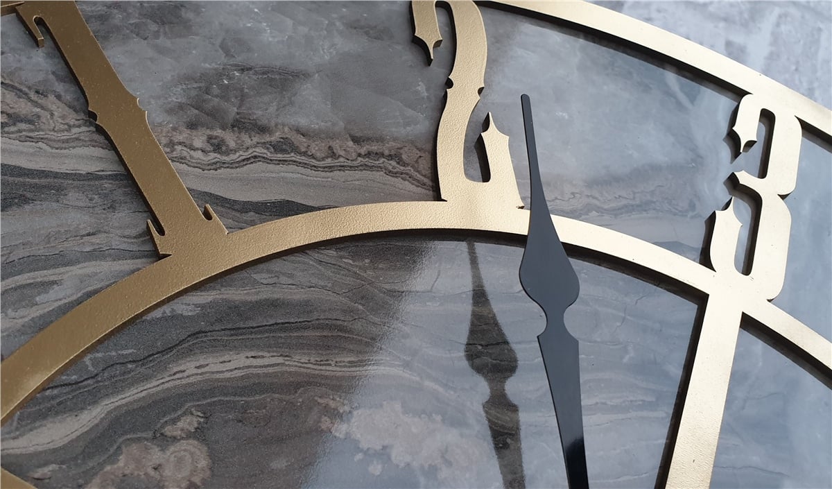 Markakanvas Mermer Desenli  Duvar Saati  Çap 50 cm-Çap 80 cm