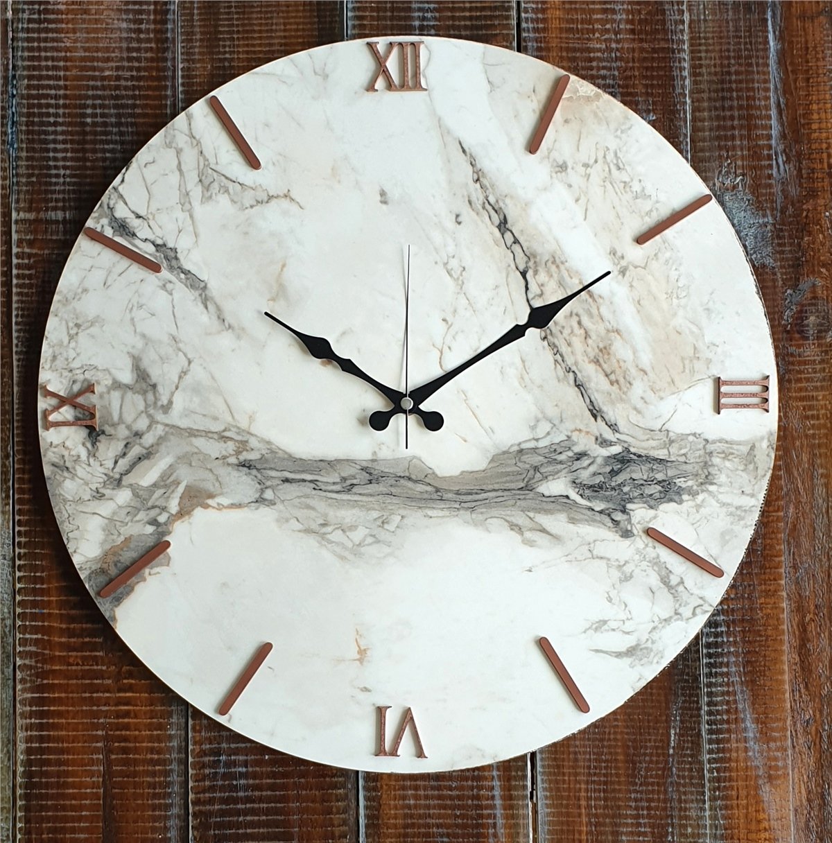 Markakanvas Mermer Desenli  Duvar Saati   ( Çap 50 cm - 80 cm )