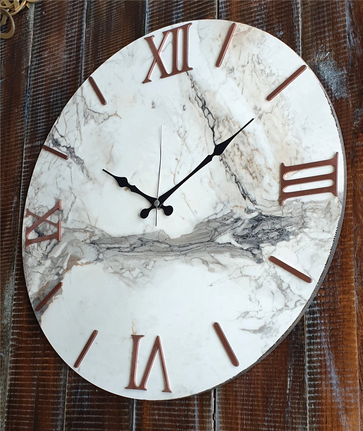 Markakanvas Mermer Desenli  Duvar Saati   ( Çap 50 cm - 80 cm )
