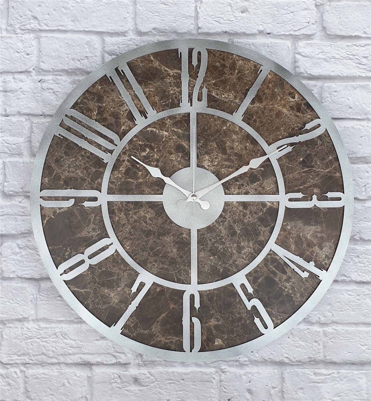 Markakanvas Mermer Desenli  Duvar Saati  Çap 50 cm-Çap 80 cm