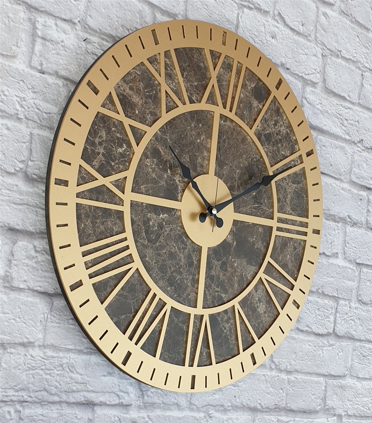 Markakanvas Mermer Desenli  Duvar Saati  Çap 50 cm-Çap 80 cm