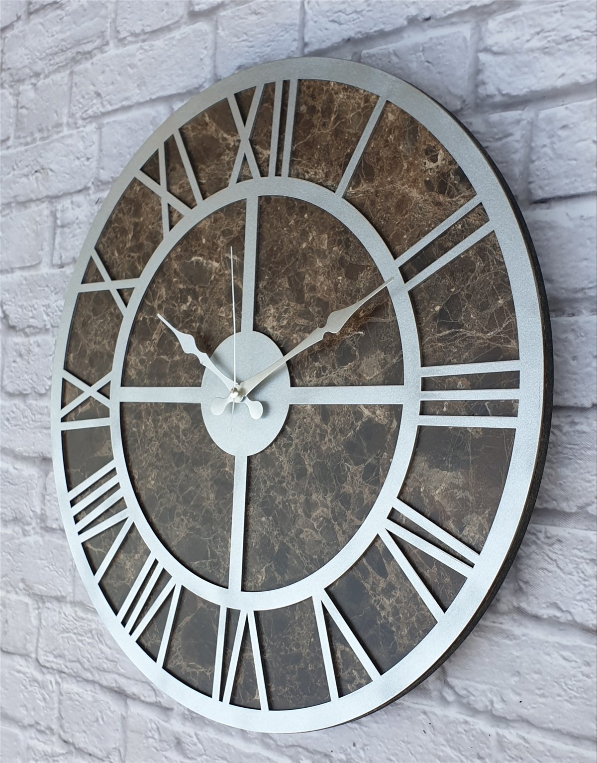 Markakanvas Mermer Desenli  Duvar Saati  Çap 50-80 cm